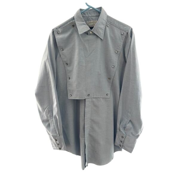VTG H Bar C California Ranchwear Placket chambray  Bib long tail shirt medium - Picture 1 of 16